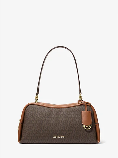 کیف دوشی متوسط مایکل کورس - مدل سیسیلی با طرح لوگوی برجسته